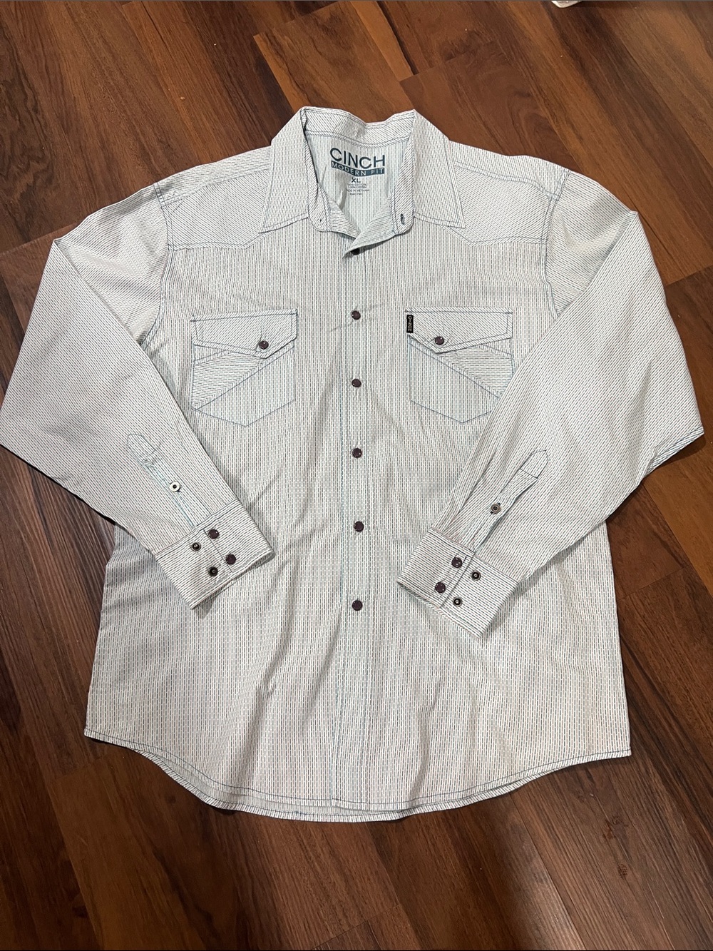 Cinch Men's Pale Blue Western Button-Up Shirt with Contrast Stitching